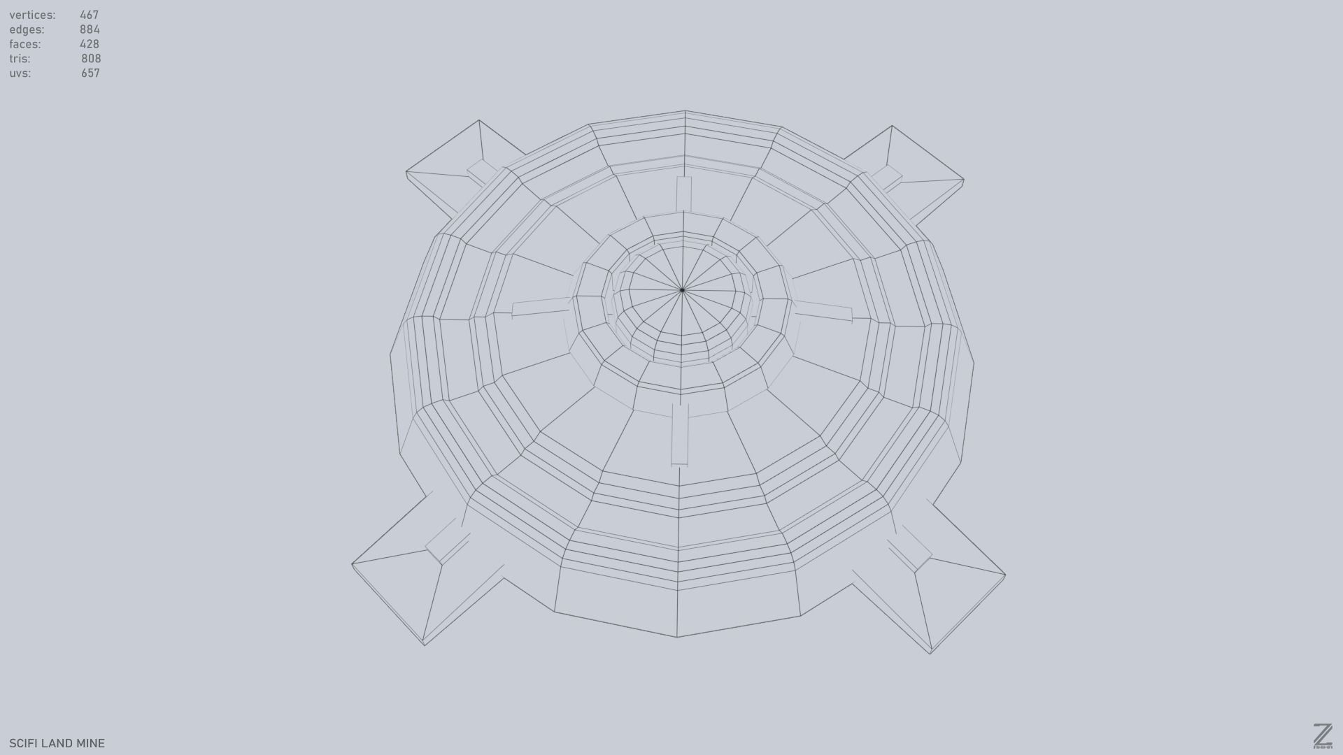 Sci fi land mine Low-poly 3D model_11