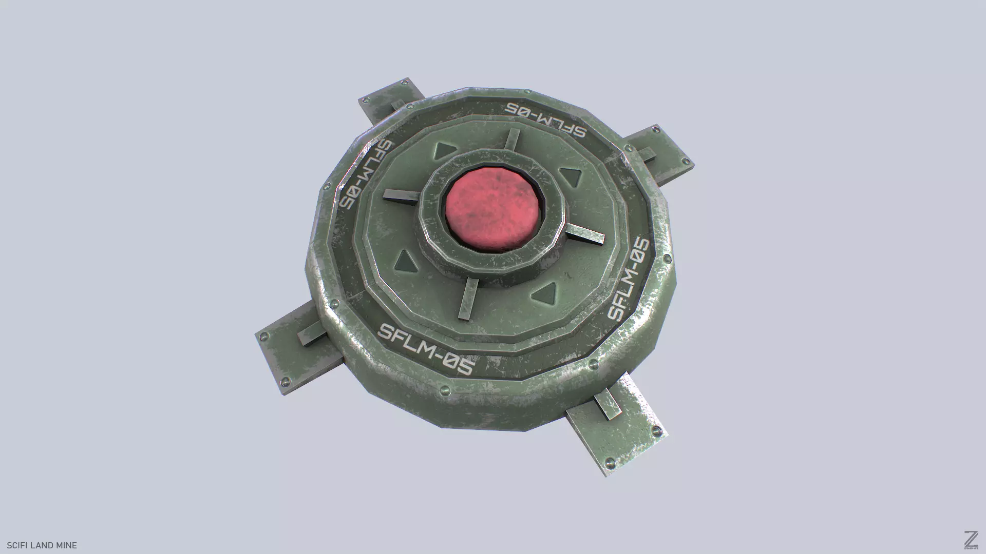 Sci fi land mine Low-poly 3D model_0