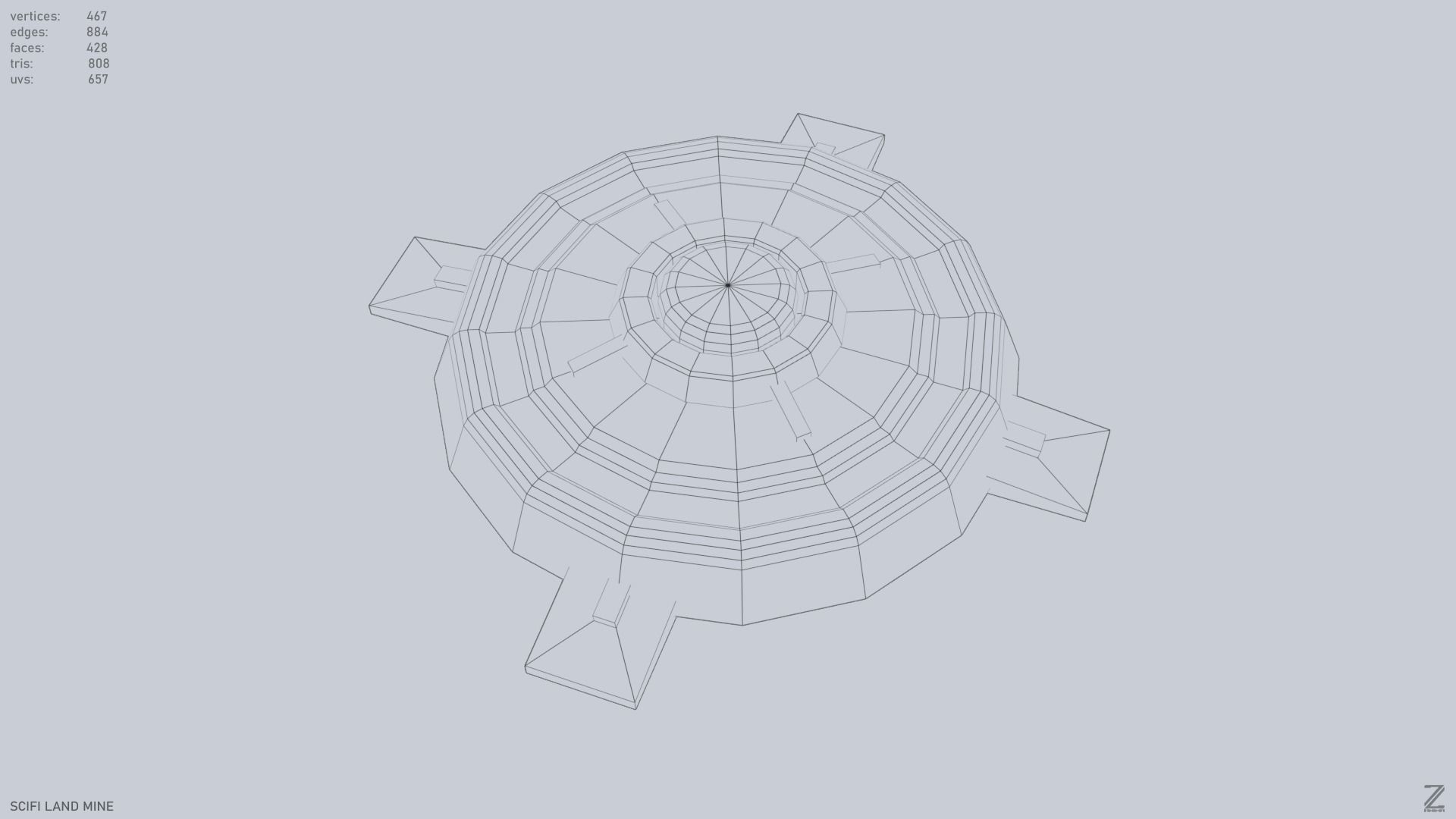 Sci fi land mine Low-poly 3D model_14