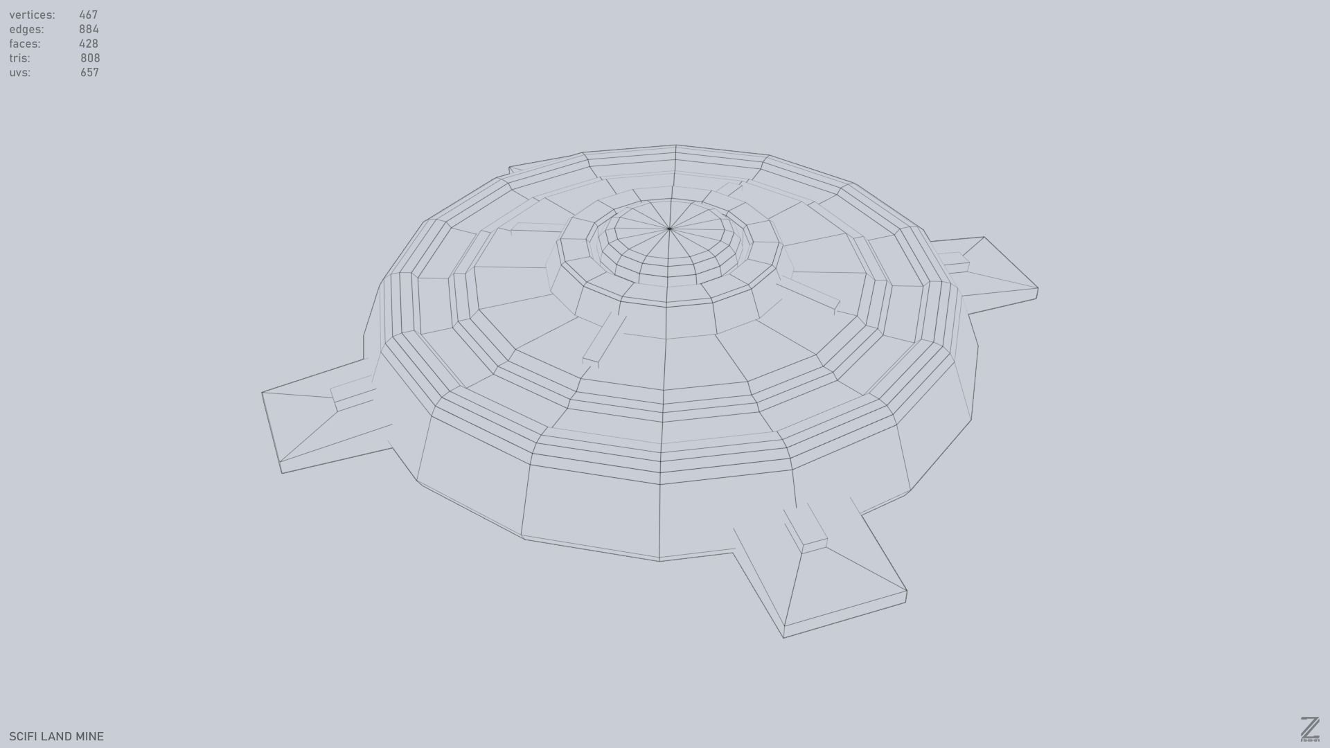 Sci fi land mine Low-poly 3D model_15