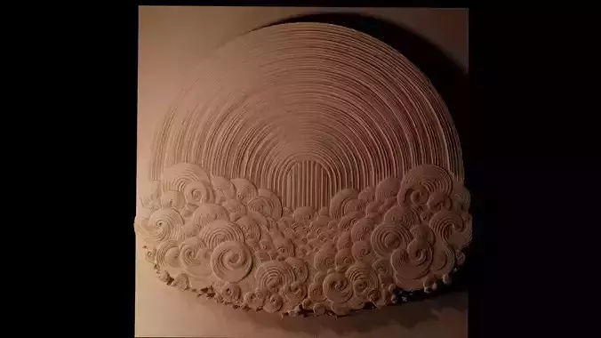 Rainbow and Clouds Sandcasting Bas High Relief CNC