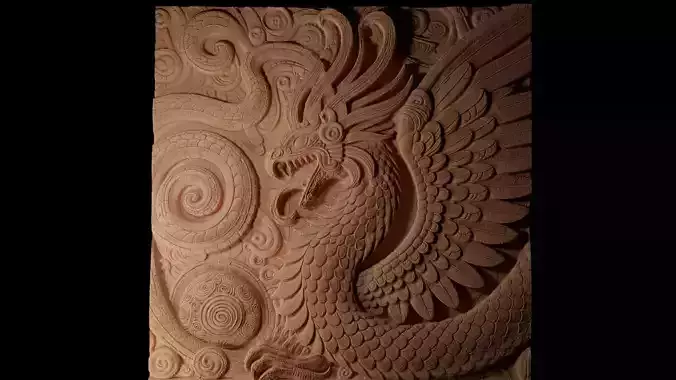 Quetzalcoatl Sandcasting Bas High Relief CNC