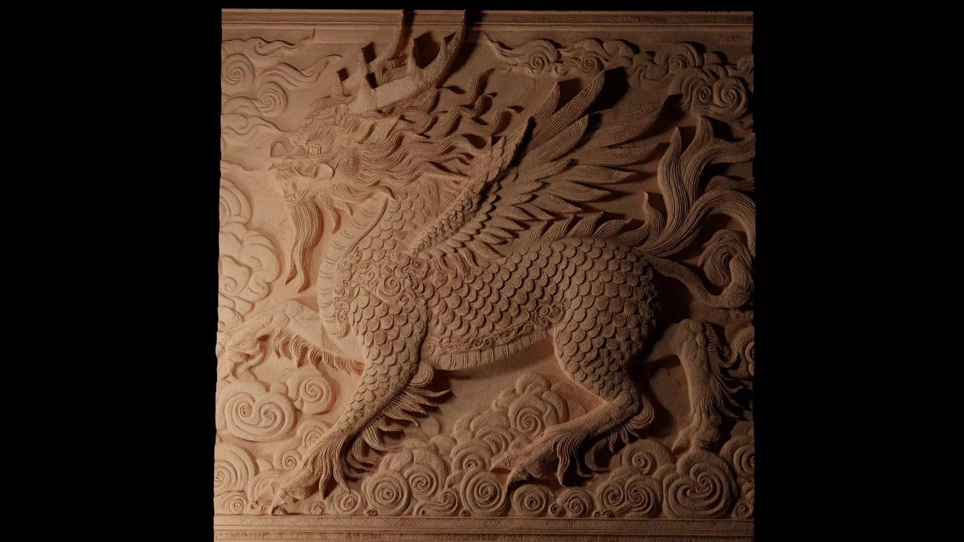 Qilin Sandcasting Bas High Relief CNC 3D print model