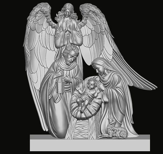 Holy Family with angel Relief 3D print model