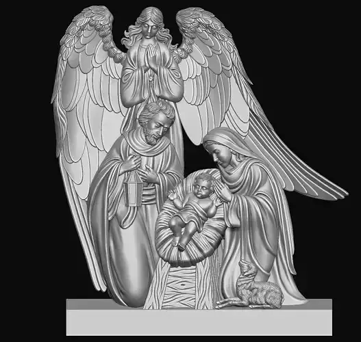 Holy Family with angel Relief