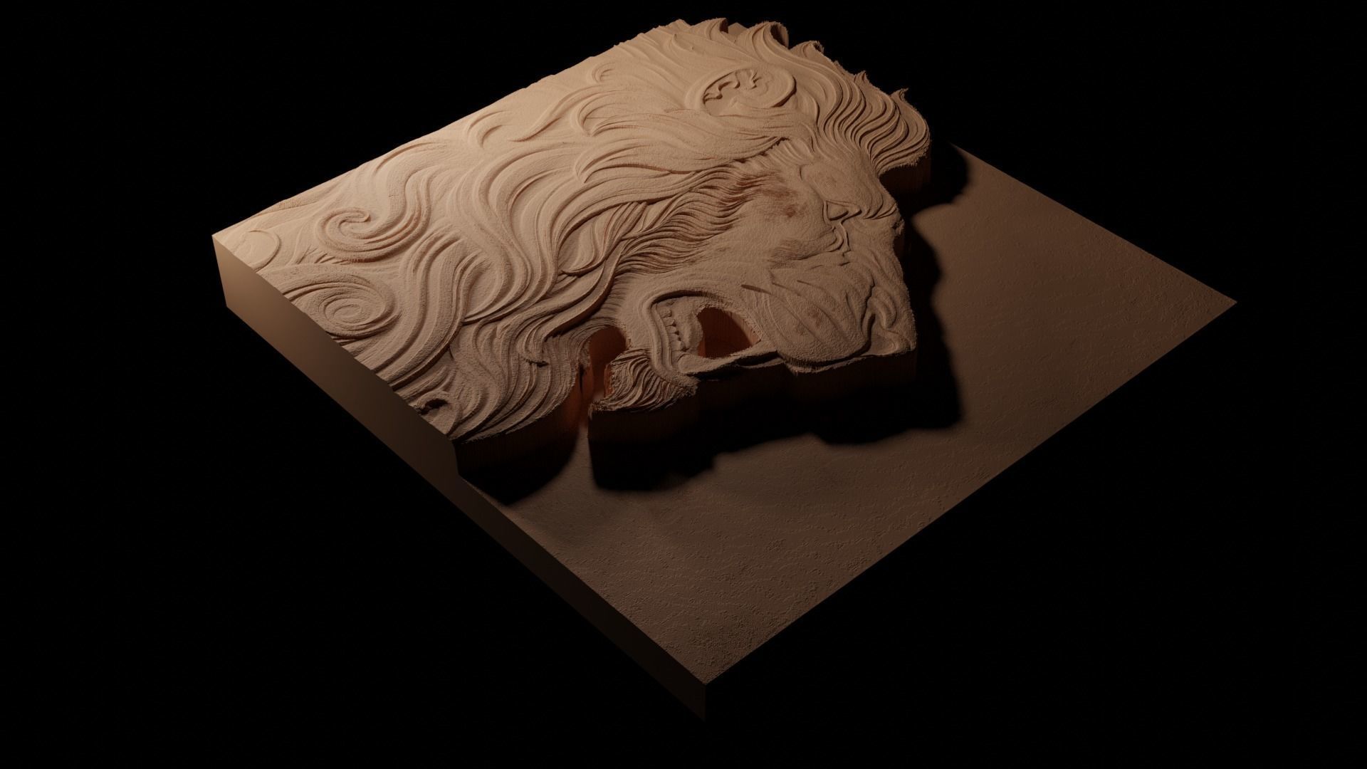 Proud Lion Sandcasting Bas High Relief CNC 3D print model_1