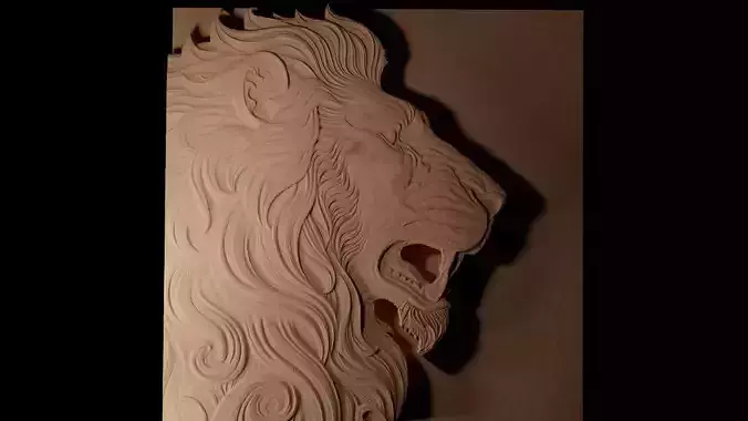 Proud Lion Sandcasting Bas High Relief CNC 3D print model