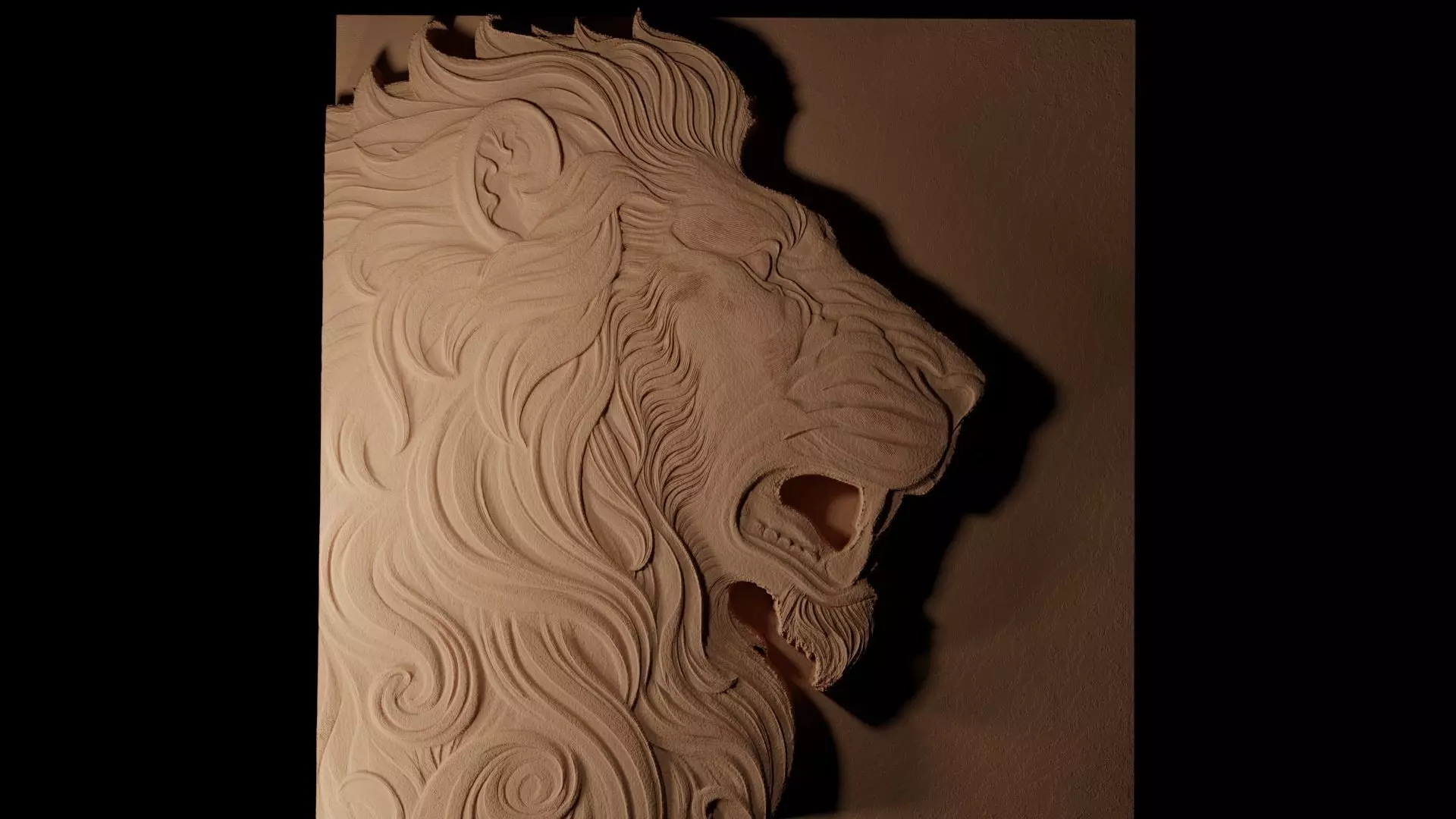 Proud Lion Sandcasting Bas High Relief CNC 3D print model_0