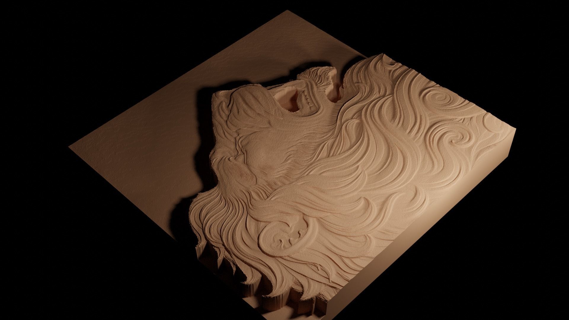 Proud Lion Sandcasting Bas High Relief CNC 3D print model_4