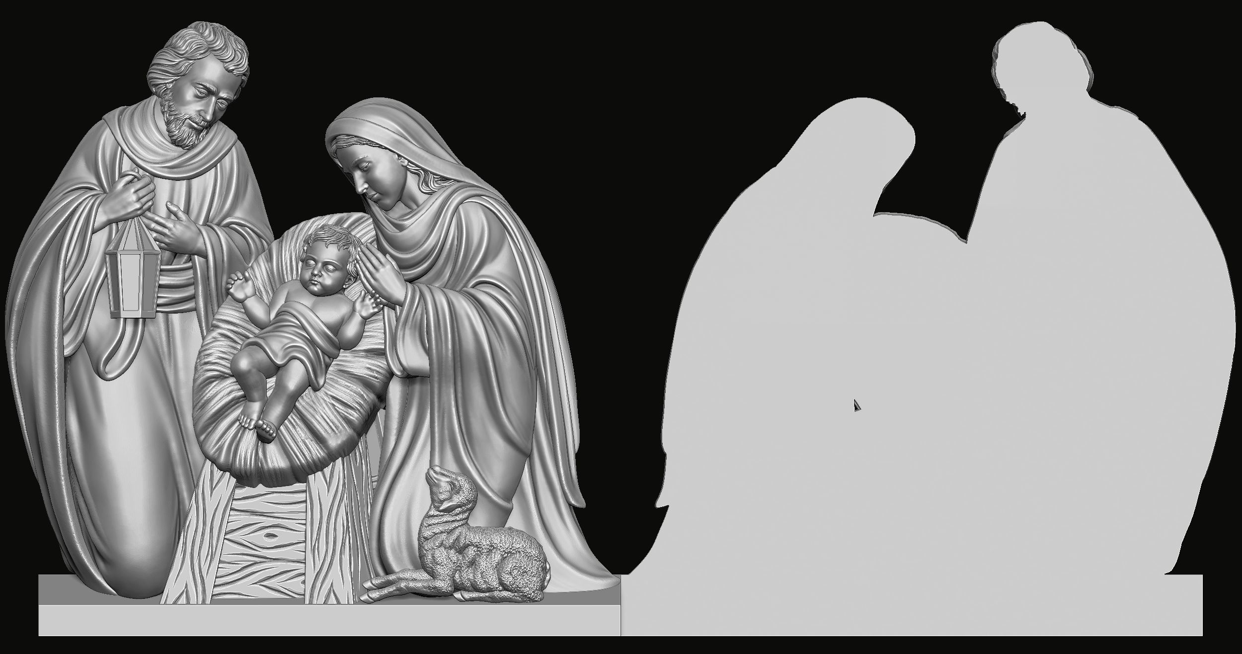 Holy Family Relief 3D print model_1