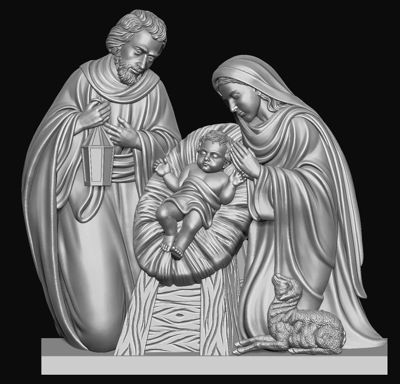 Holy Family Relief 3D print model_0