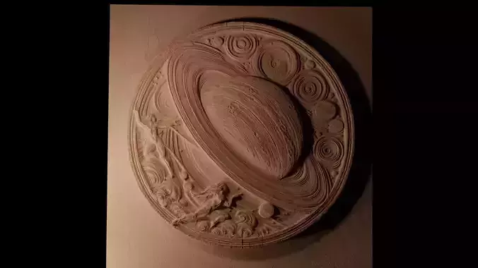 Planet With Rings Sandcasting Bas High Relief CNC