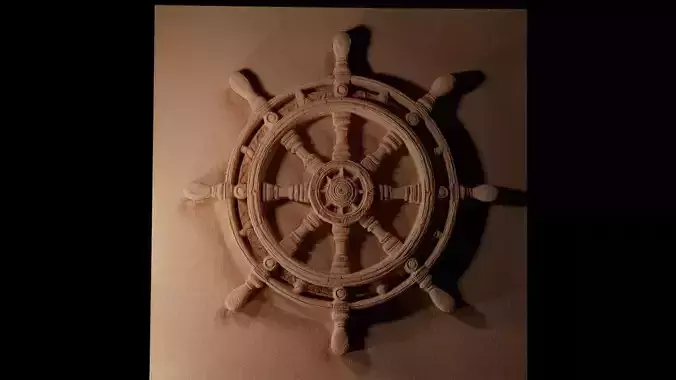 Pirate Steering Wheel Sandcasting Bas High Relief CNC 3D print model