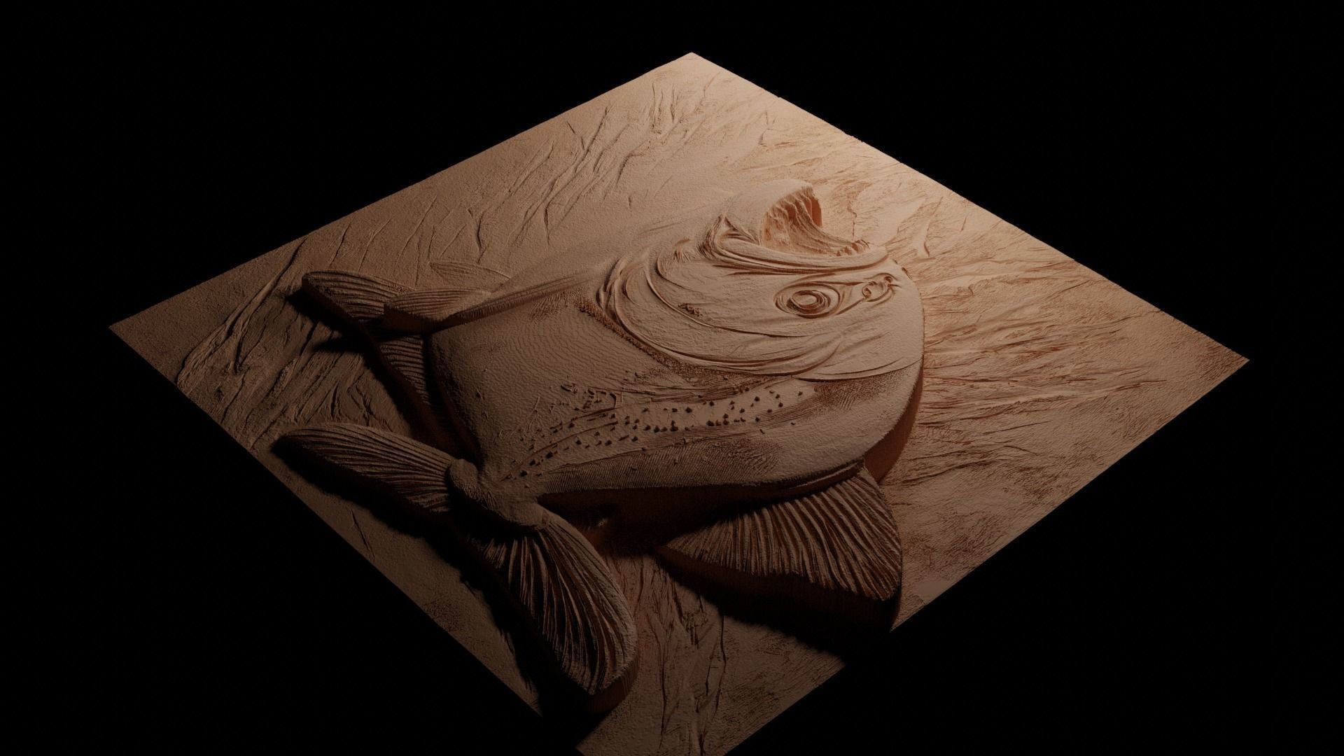 Piranha Sandcasting Bas High Relief CNC 3D print model_3