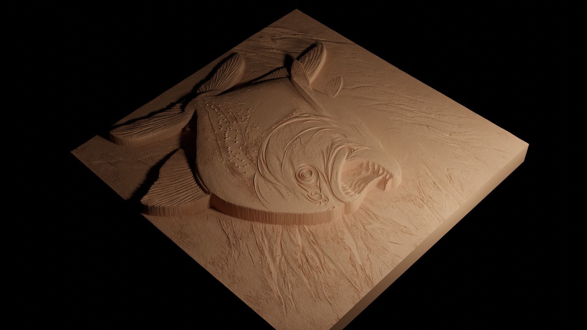 Piranha Sandcasting Bas High Relief CNC 3D print model_4