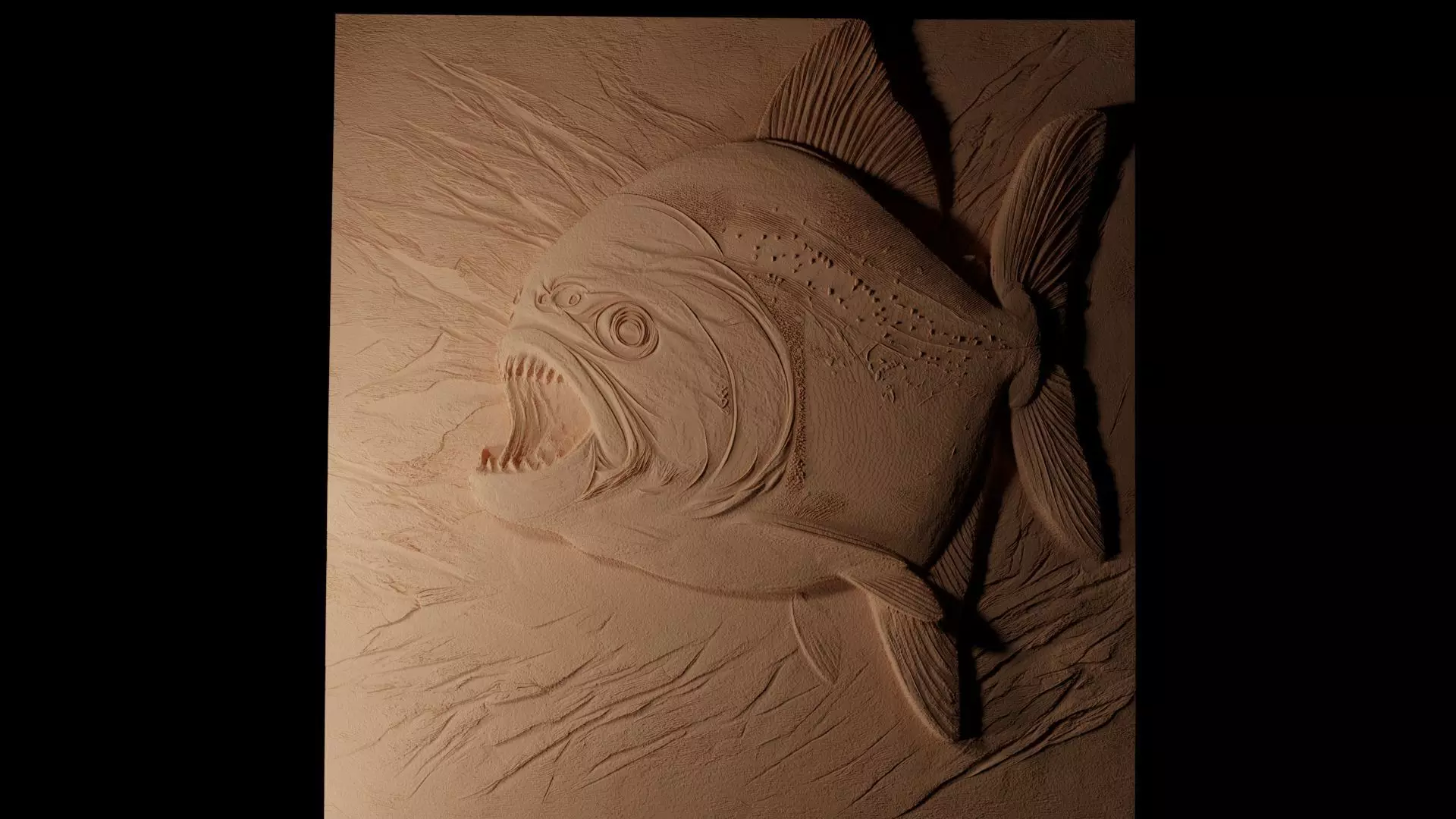 Piranha Sandcasting Bas High Relief CNC 3D print model_0