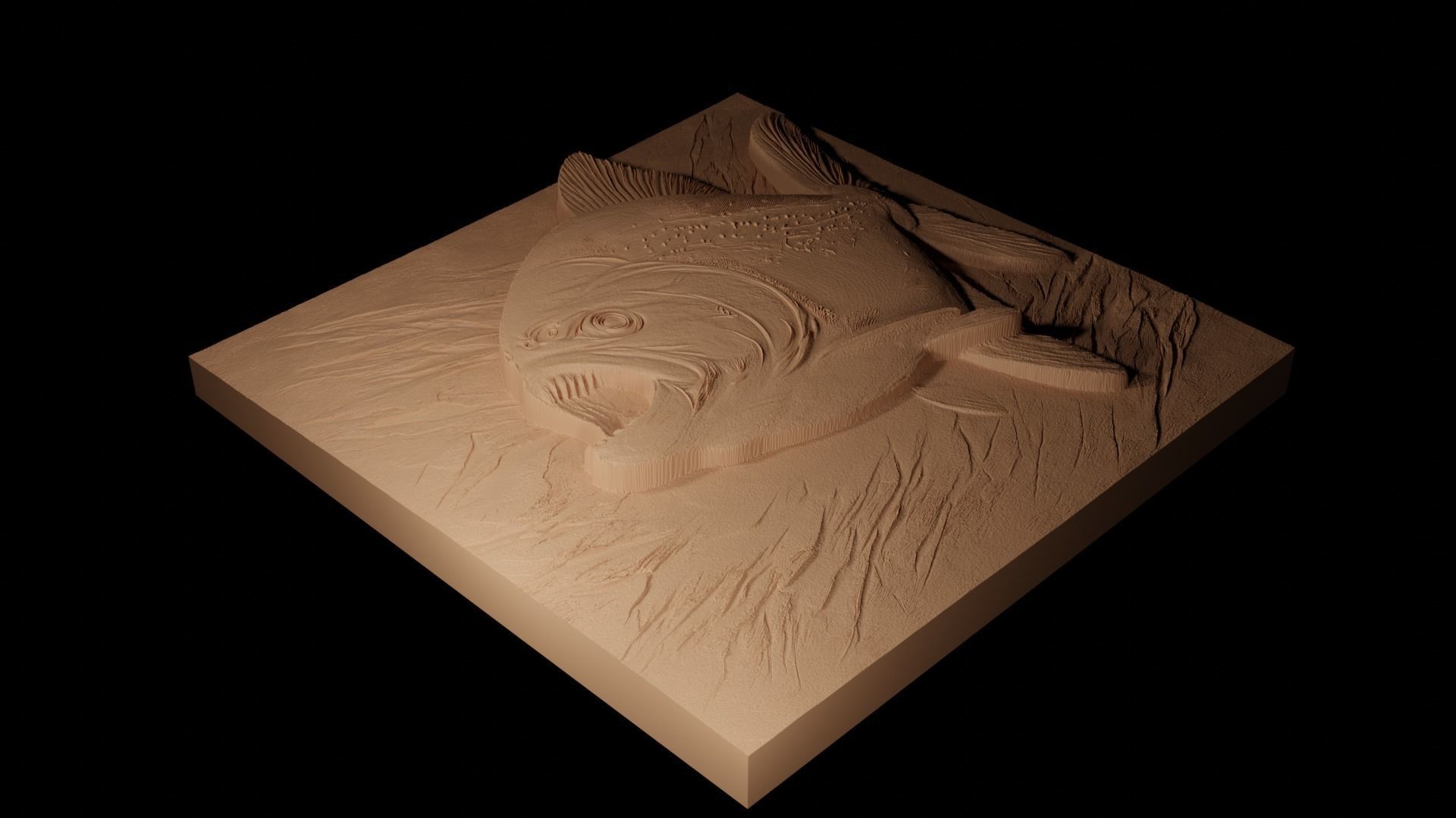 Piranha Sandcasting Bas High Relief CNC 3D print model_2