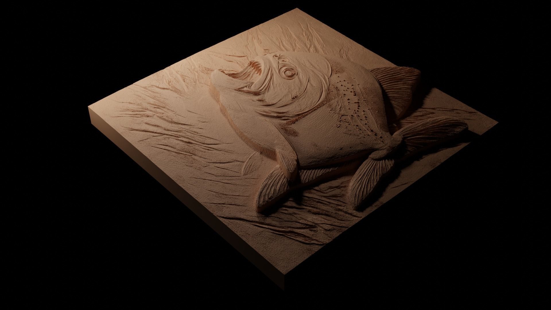 Piranha Sandcasting Bas High Relief CNC 3D print model_1