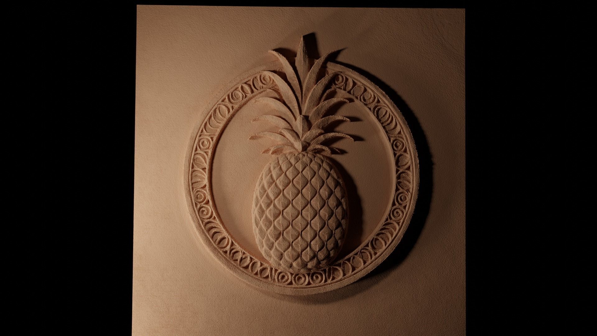 Pineapple Sandcasting Bas High Relief CNC 3D print model_0