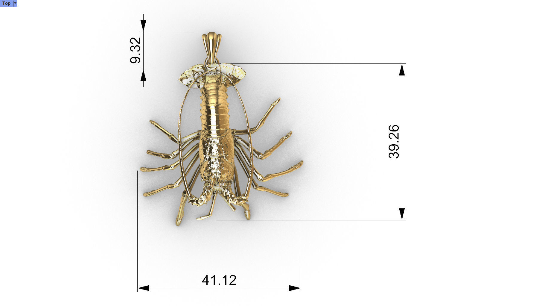 Lobster crabfish pendent Necklace Charm Jewelry 3D print model_7