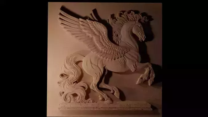 Pegasus on Base Sandcasting Bas High Relief CNC