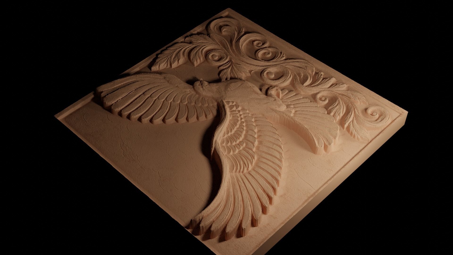 Peace Dove Flying CNC 3d Print High Relief Sand Casting 3D print model_4