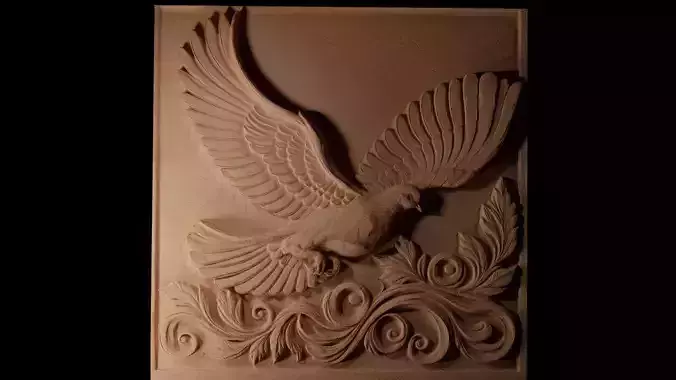 Peace Dove Flying CNC 3d Print High Relief Sand Casting
