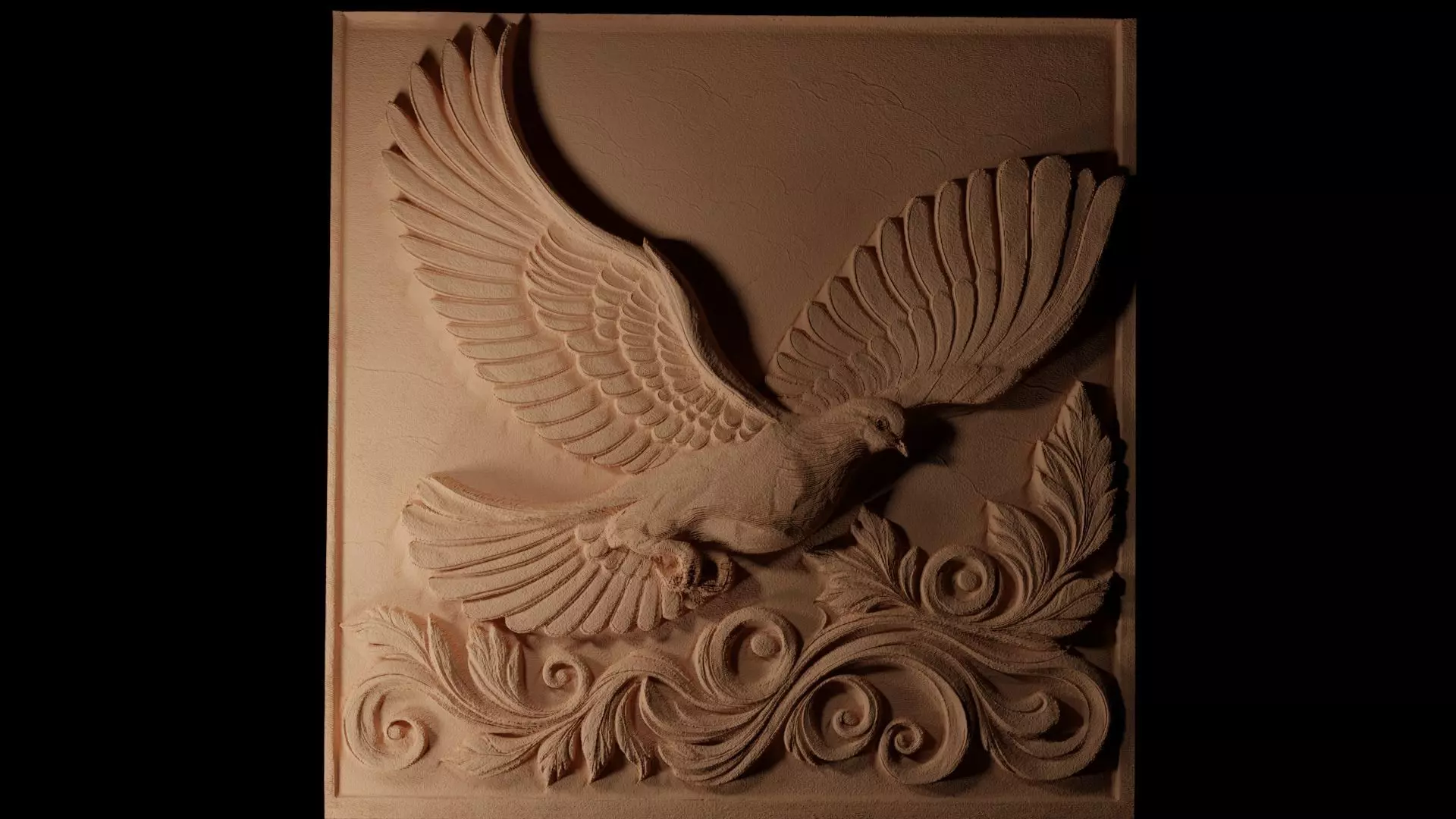 Peace Dove Flying CNC 3d Print High Relief Sand Casting 3D print model_0