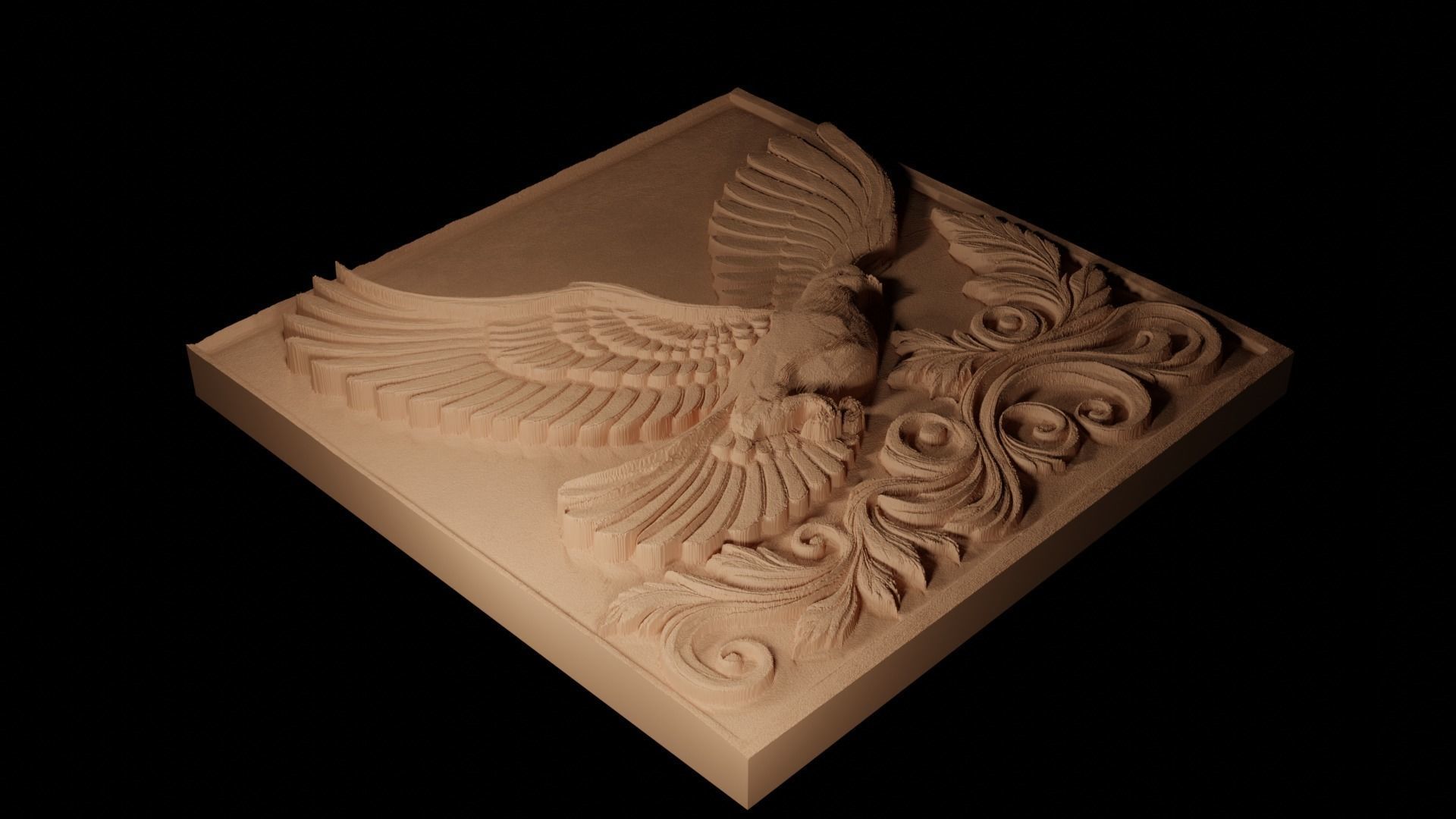 Peace Dove Flying CNC 3d Print High Relief Sand Casting 3D print model_2
