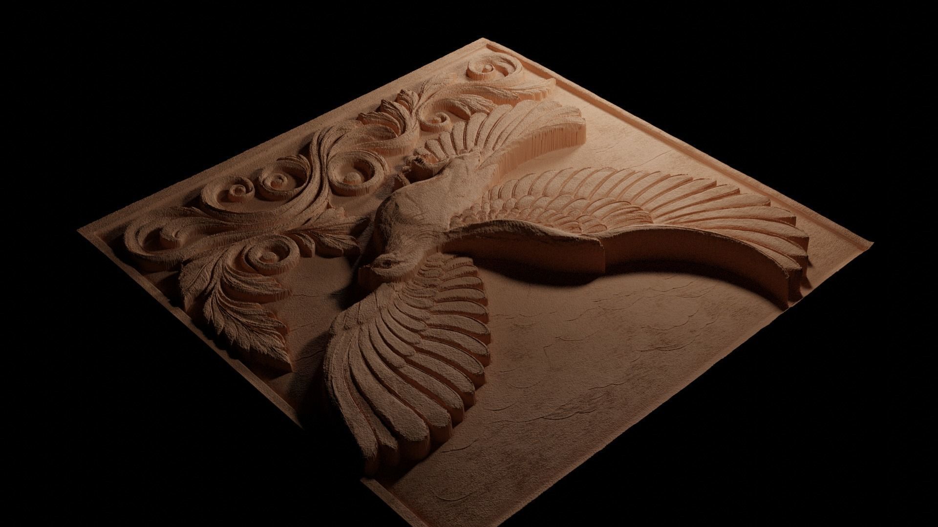 Peace Dove Flying CNC 3d Print High Relief Sand Casting 3D print model_3