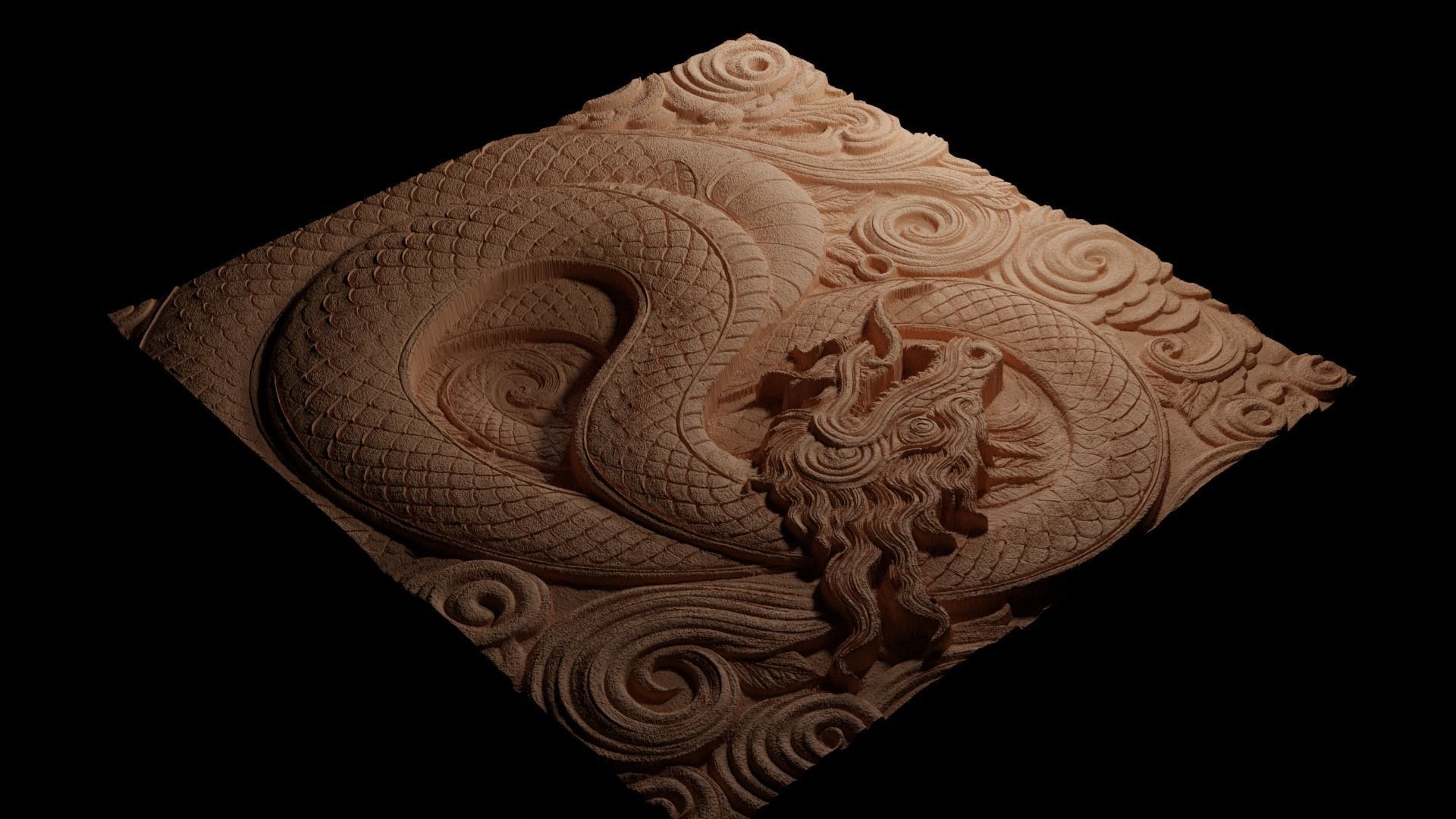 Ornate Coiled Serpent CNC 3d Print High Relief Sand Casting 3D print model_3