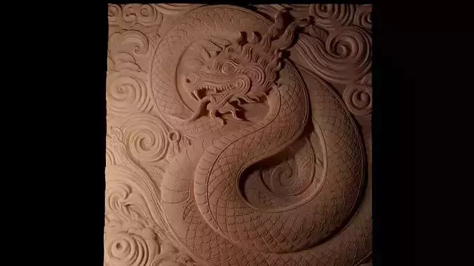 Ornate Coiled Serpent CNC 3d Print High Relief Sand Casting