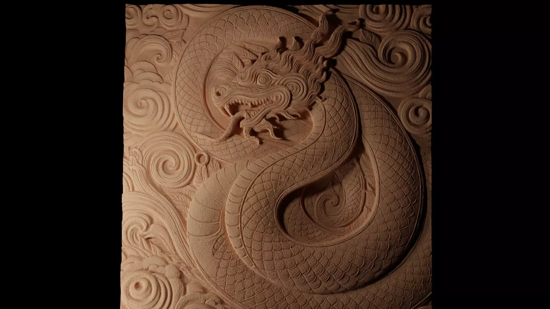 Ornate Coiled Serpent CNC 3d Print High Relief Sand Casting 3D print model_0