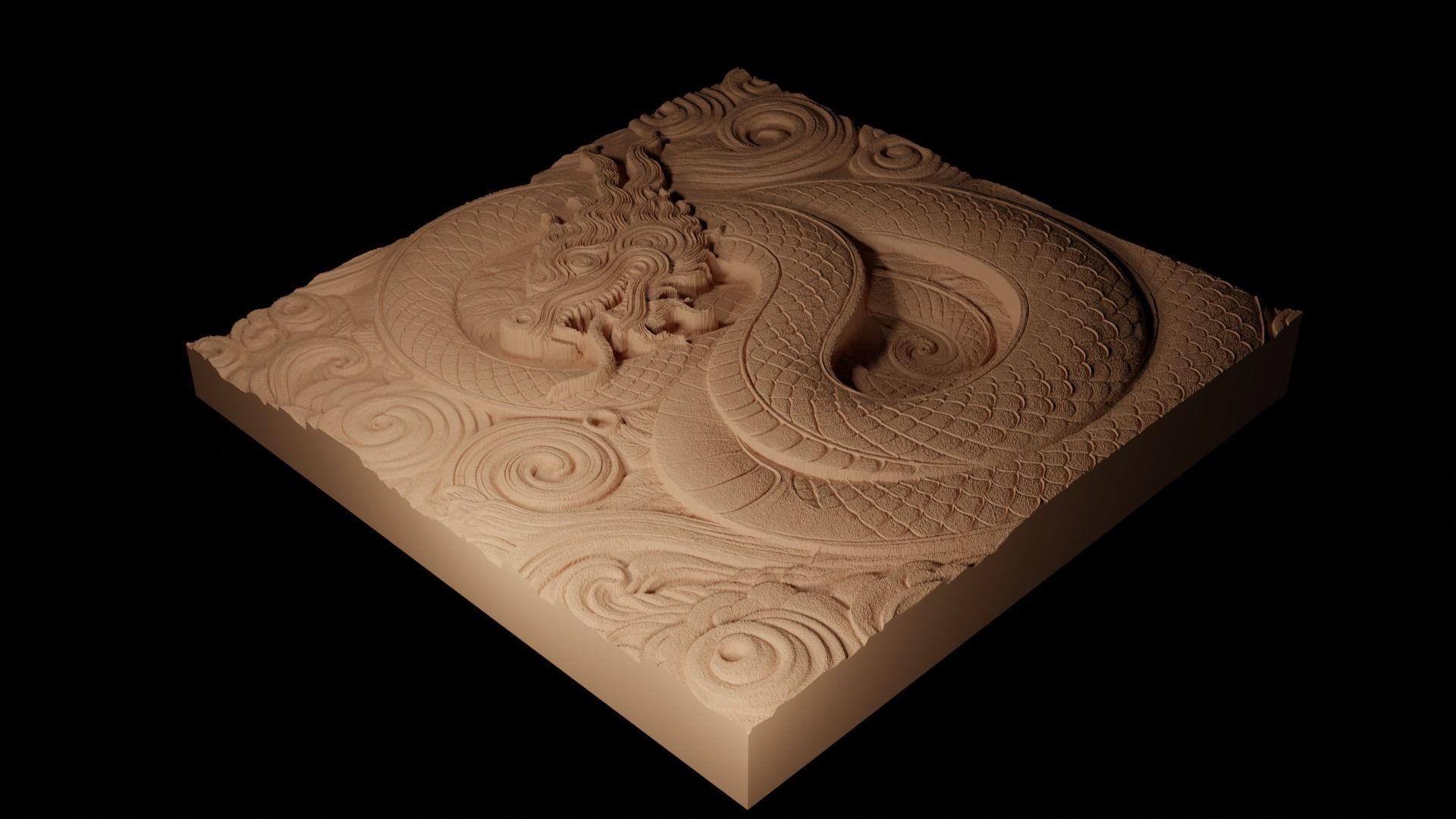 Ornate Coiled Serpent CNC 3d Print High Relief Sand Casting 3D print model_2