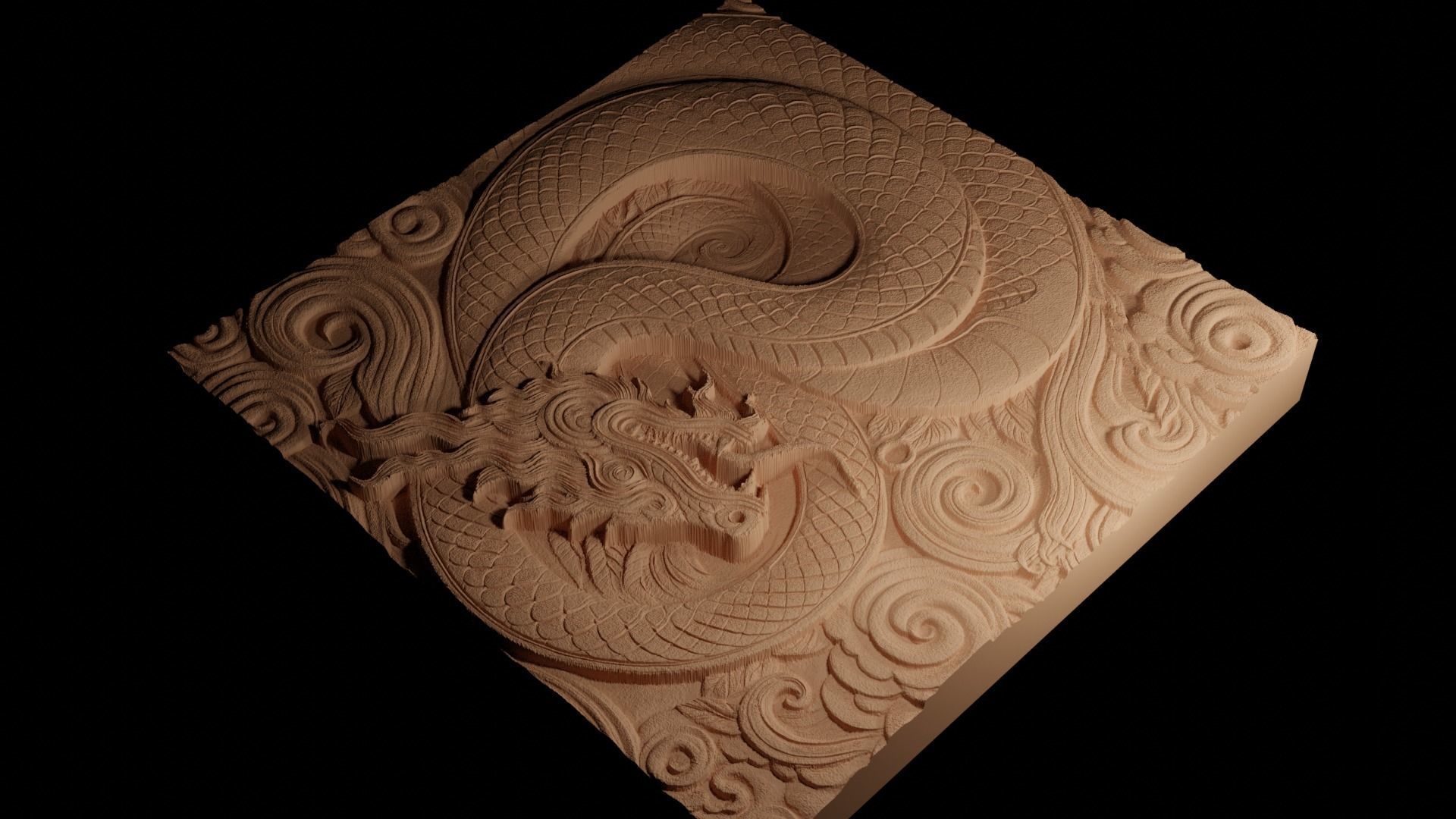 Ornate Coiled Serpent CNC 3d Print High Relief Sand Casting 3D print model_4