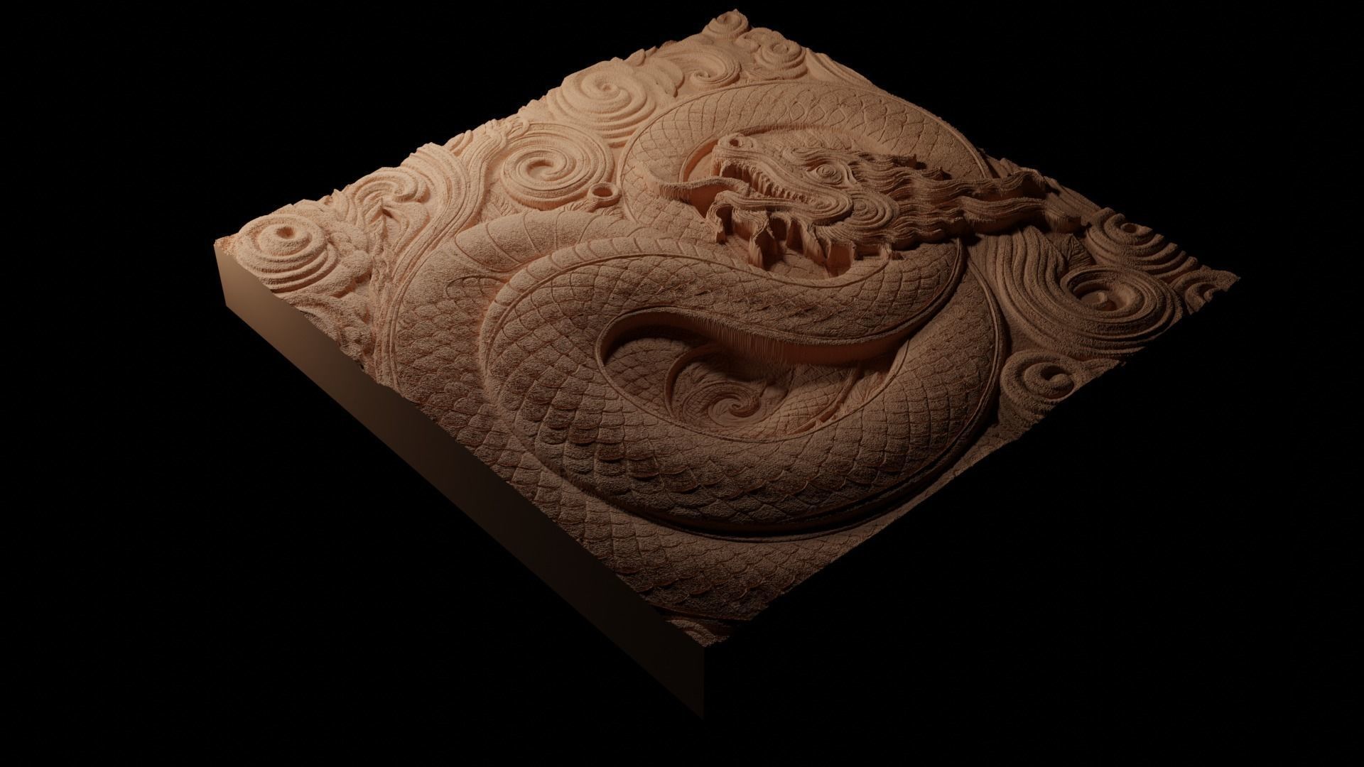 Ornate Coiled Serpent CNC 3d Print High Relief Sand Casting 3D print model_1