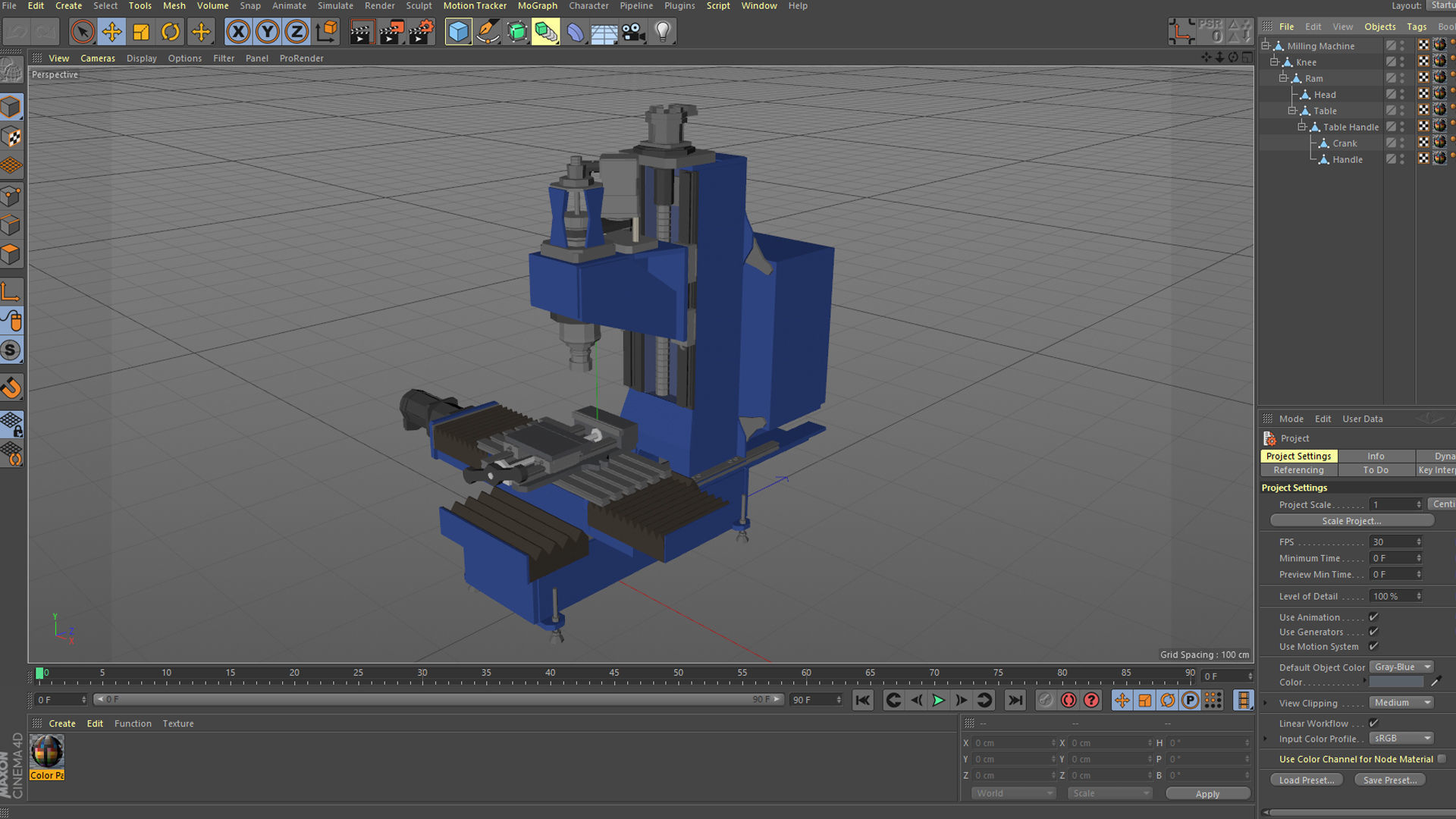 Milling Machine Tool Low-poly 3D model_5