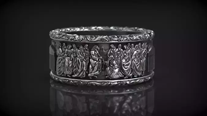 Jesus Christ and Saint Peter Keys of Heaven Wedding Band