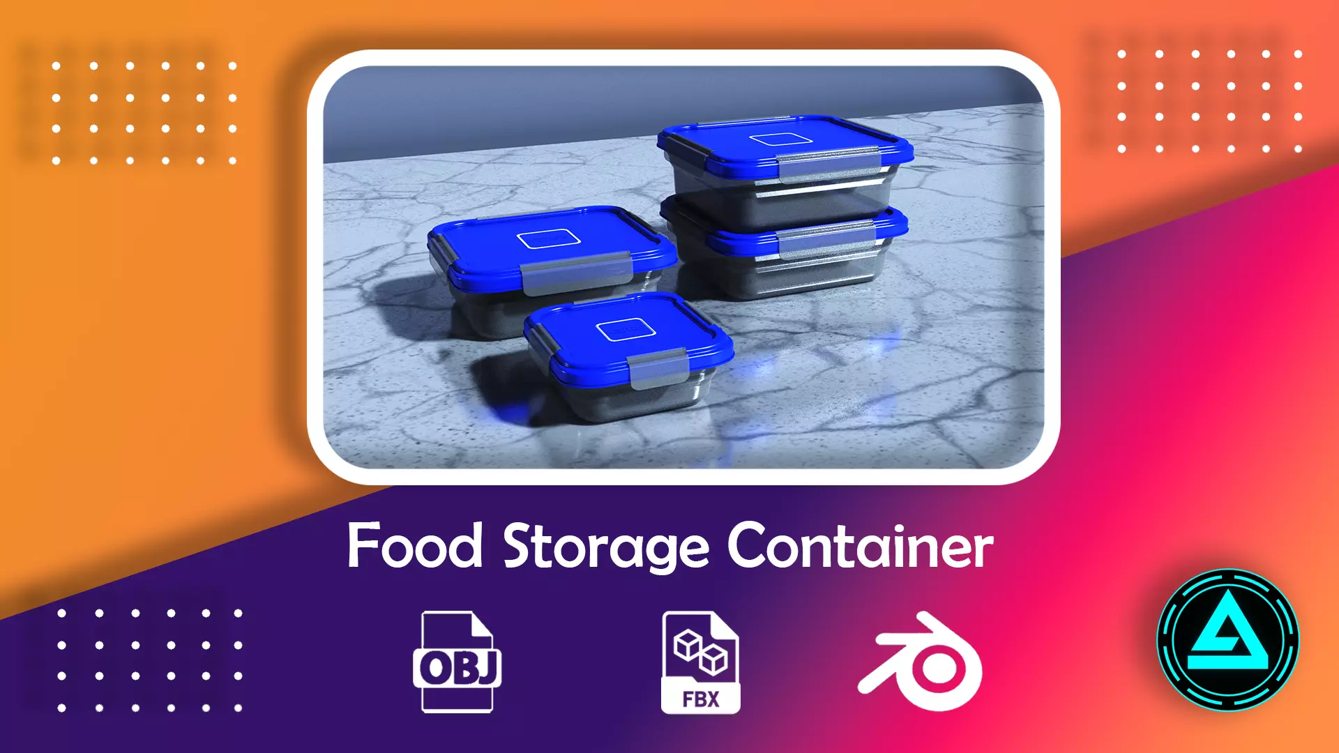 Food Storage Container Low-poly 3D model_0