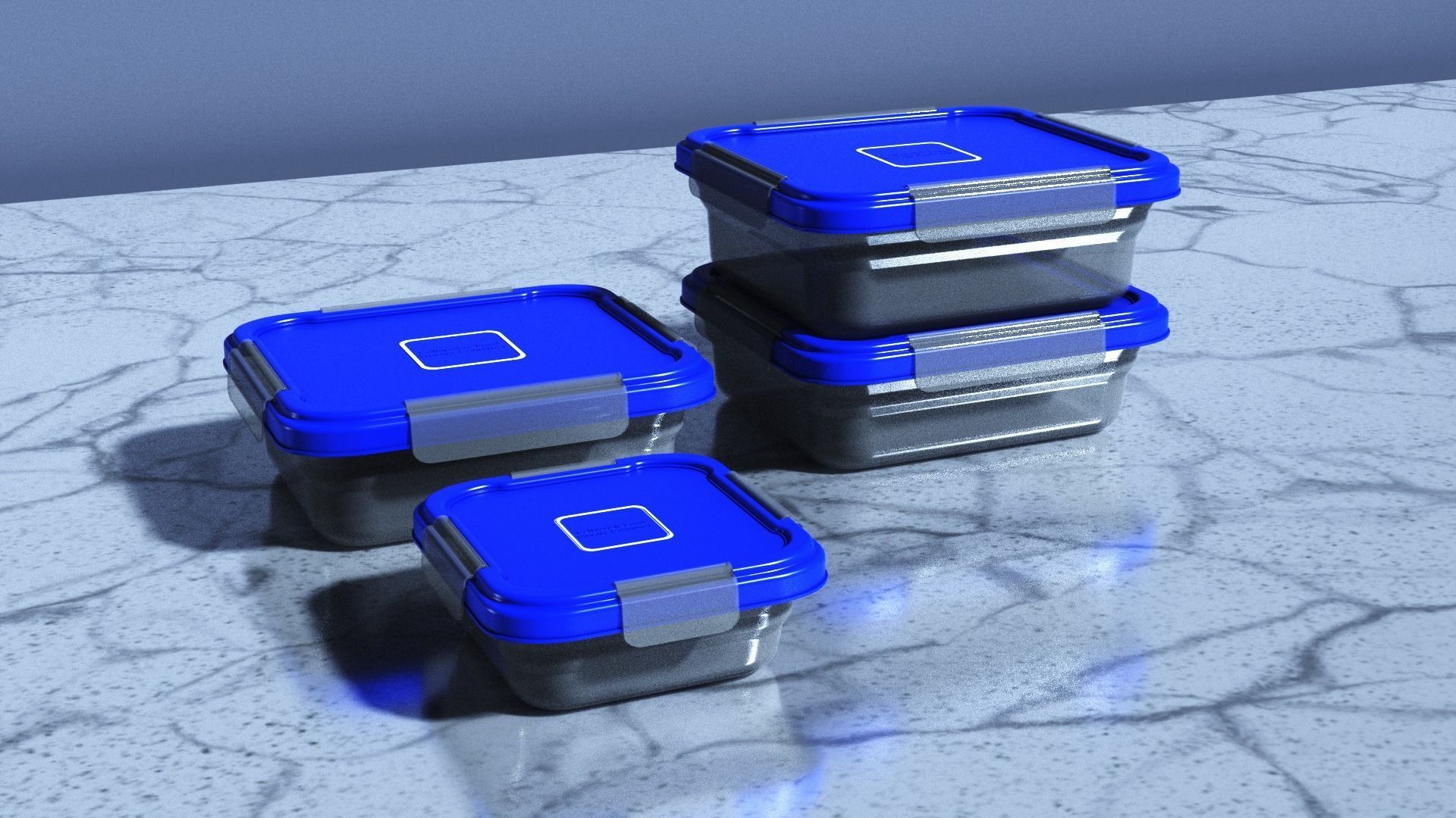 Food Storage Container Low-poly 3D model_1