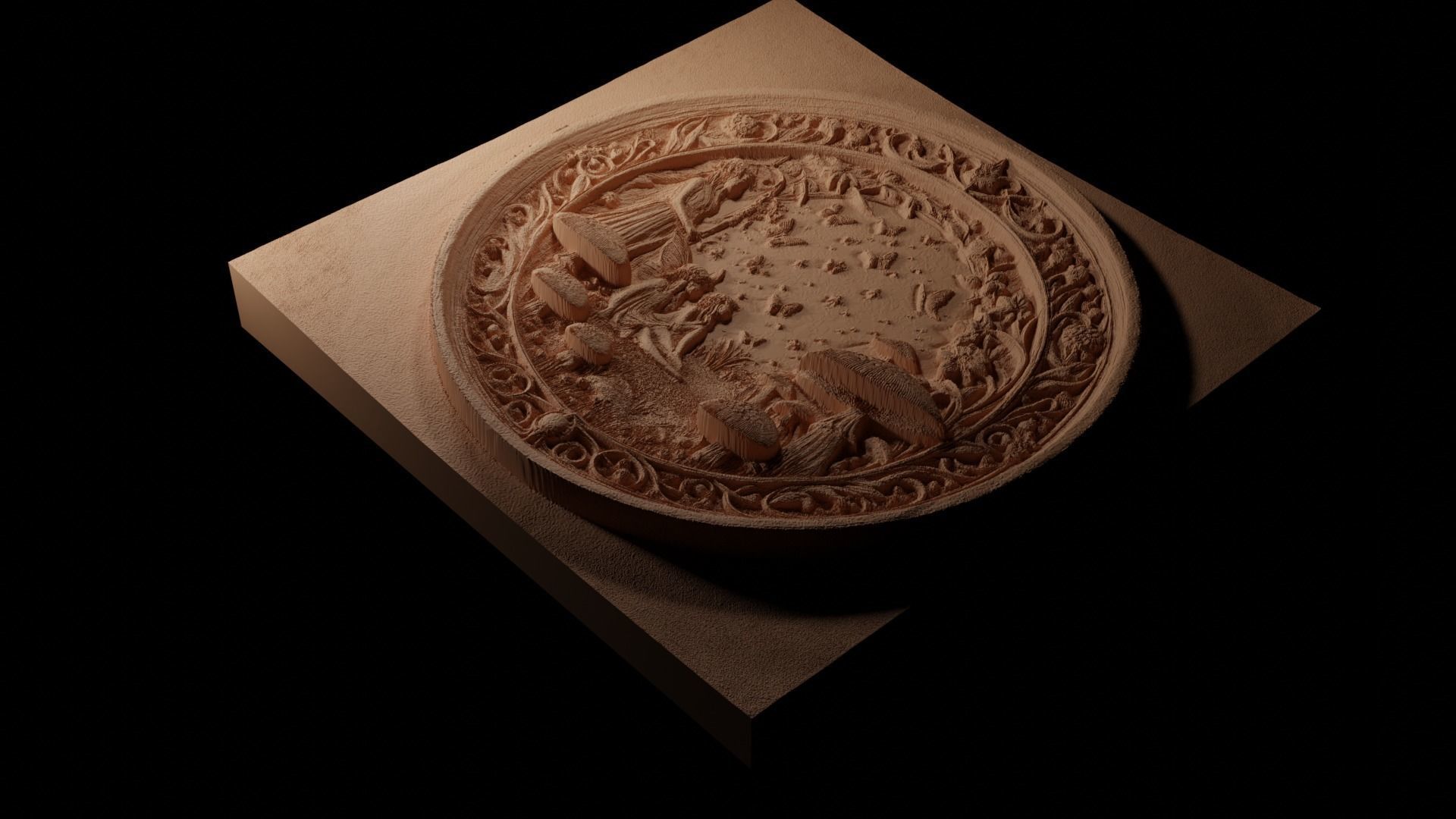 Mushroom Garden CNC 3d Print High Relief Sand Casting 3D print model_1