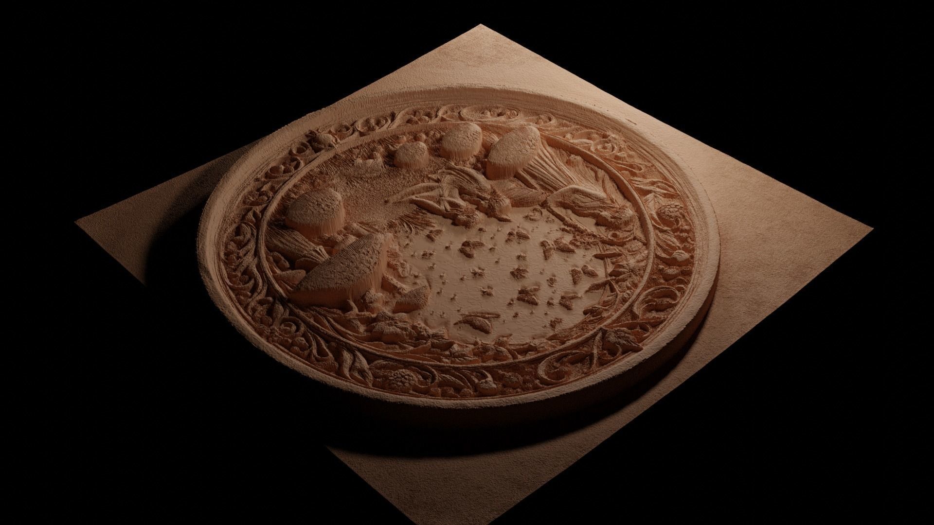 Mushroom Garden CNC 3d Print High Relief Sand Casting 3D print model_3