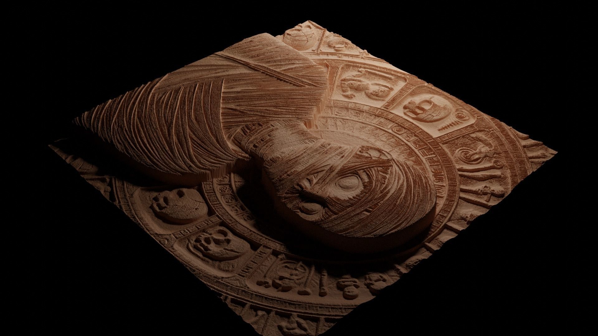 Mummy CNC 3d Print High Relief Sand Casting 3D print model_3