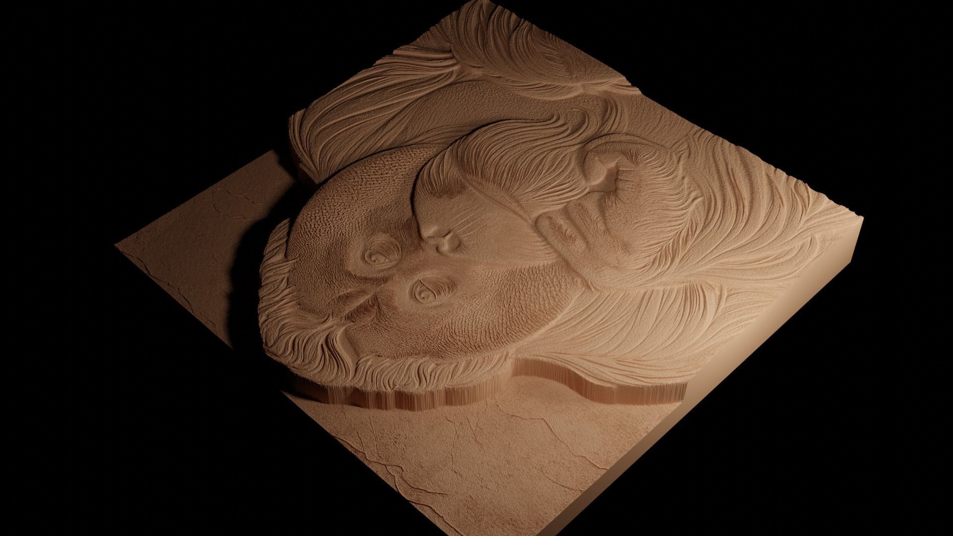 Orangutan CNC 3d Print High Relief Sand Casting 3D print model_4