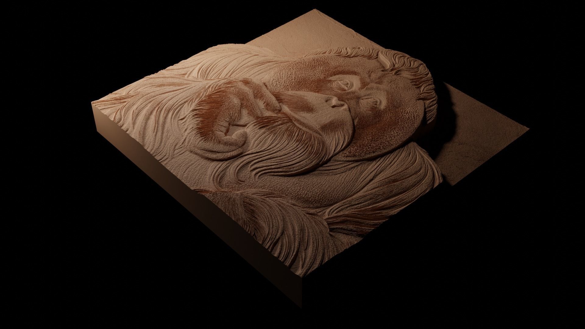 Orangutan CNC 3d Print High Relief Sand Casting 3D print model_1