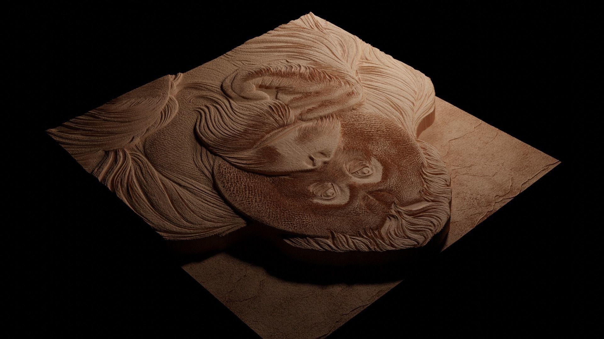 Orangutan CNC 3d Print High Relief Sand Casting 3D print model_3