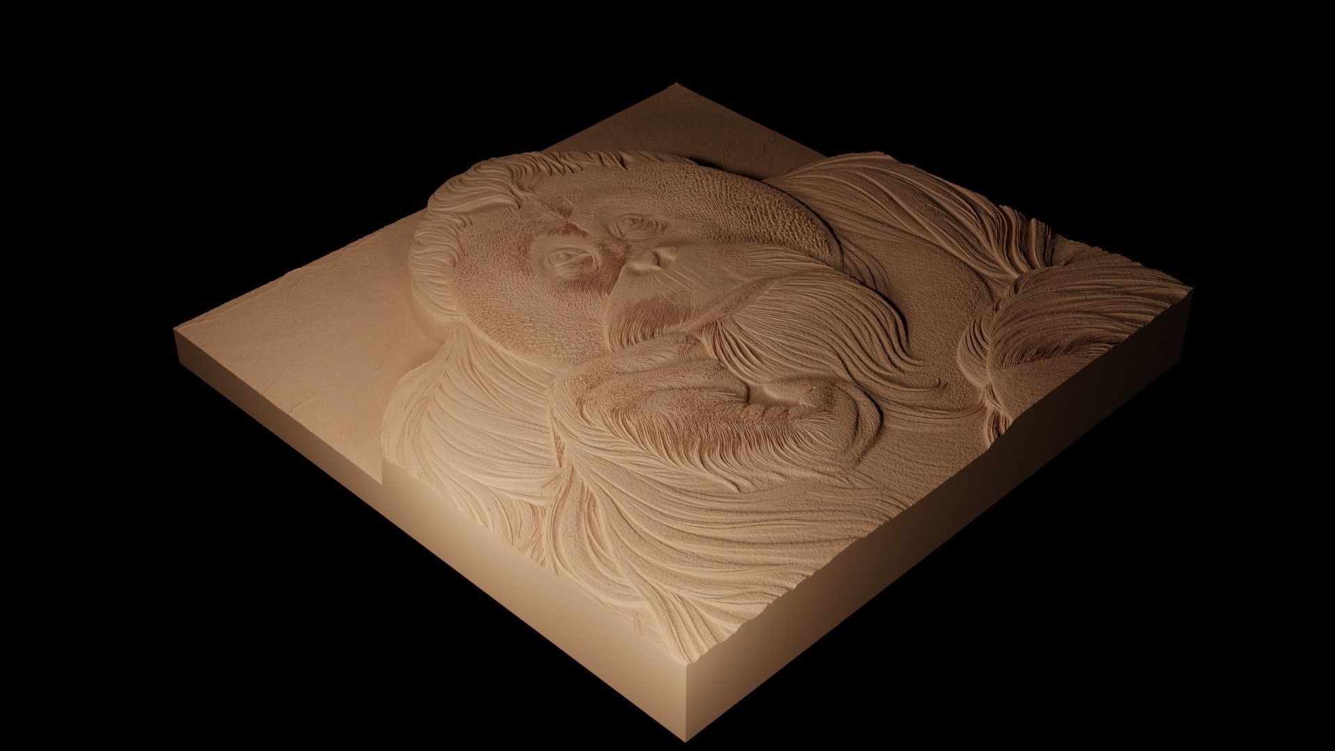 Orangutan CNC 3d Print High Relief Sand Casting 3D print model_2