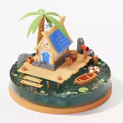 Isometric Stilt Beach House