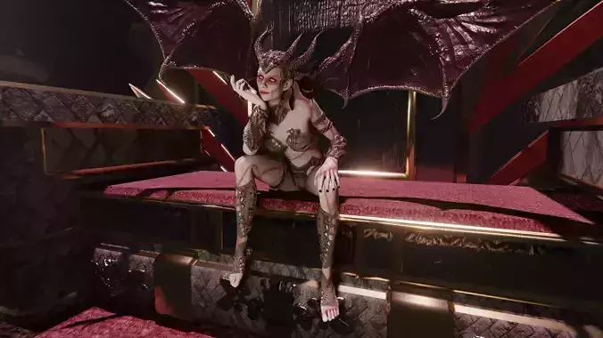 Female Demon - Chaos Sorceress Low-poly 3D model