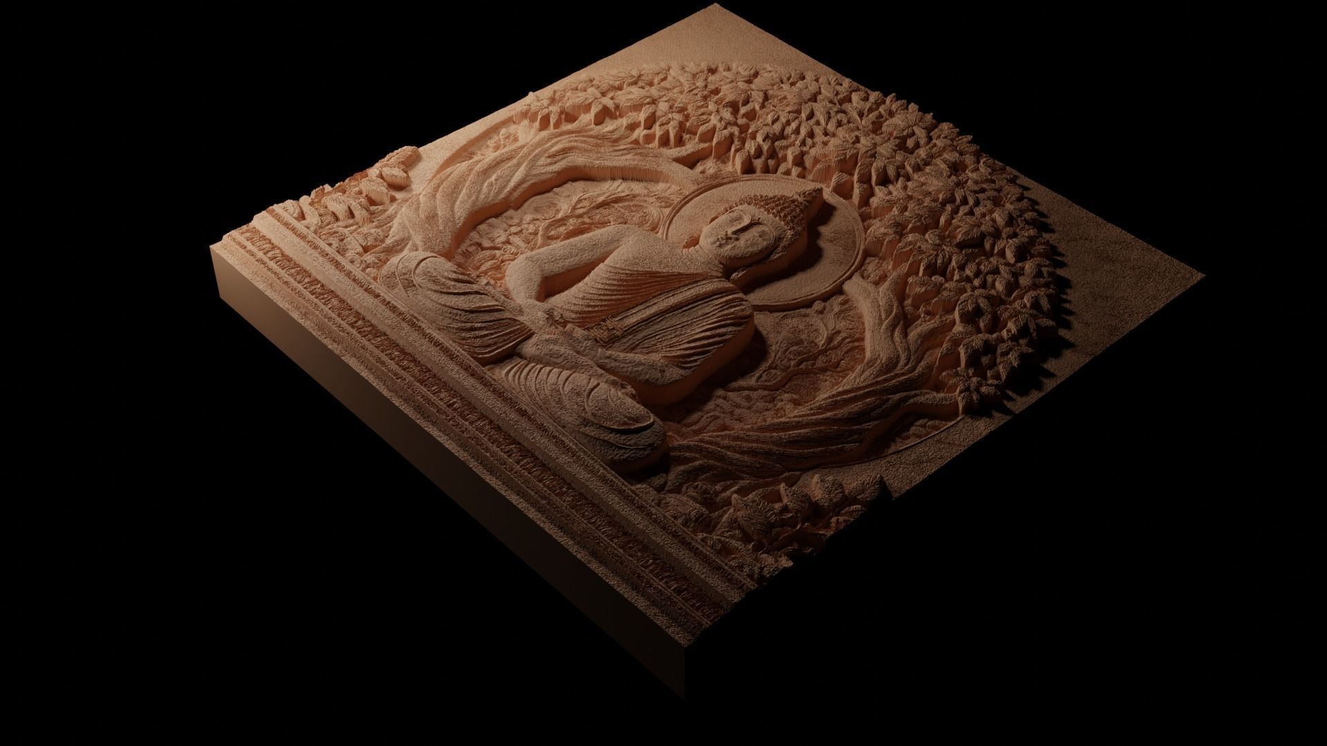 Meditation Under Trees CNC 3d Print High Relief Sand Casting 3D print model_1